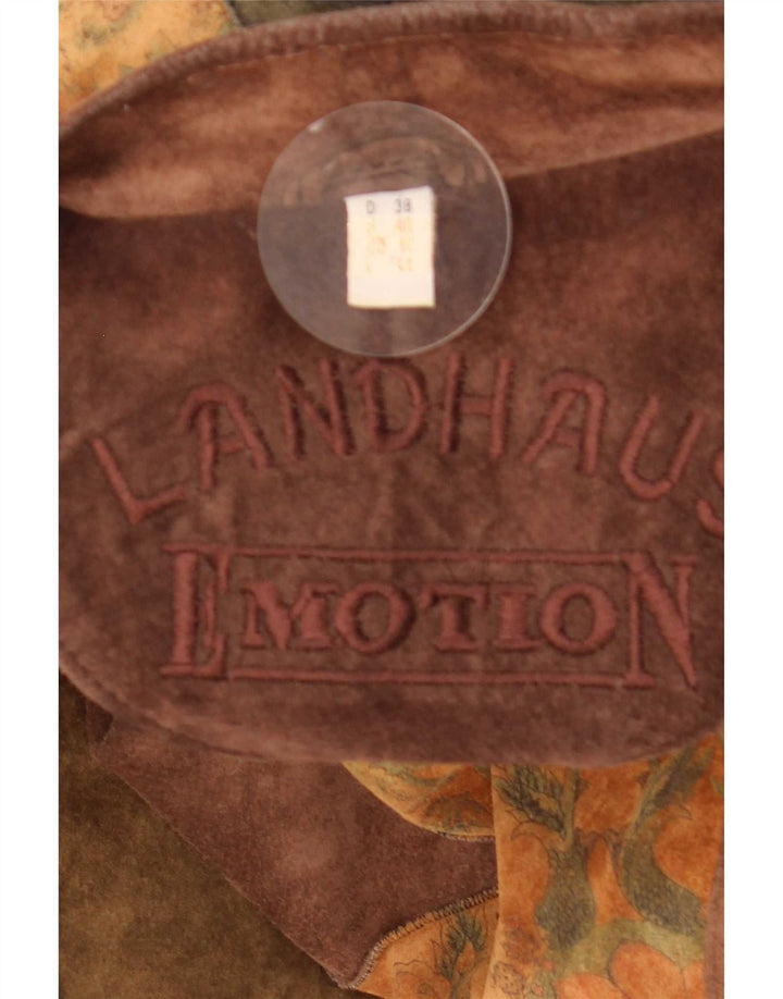Landhaus Womens Loose Fit Suede Jacket UK 12 Medium Brown Patchwork Leather