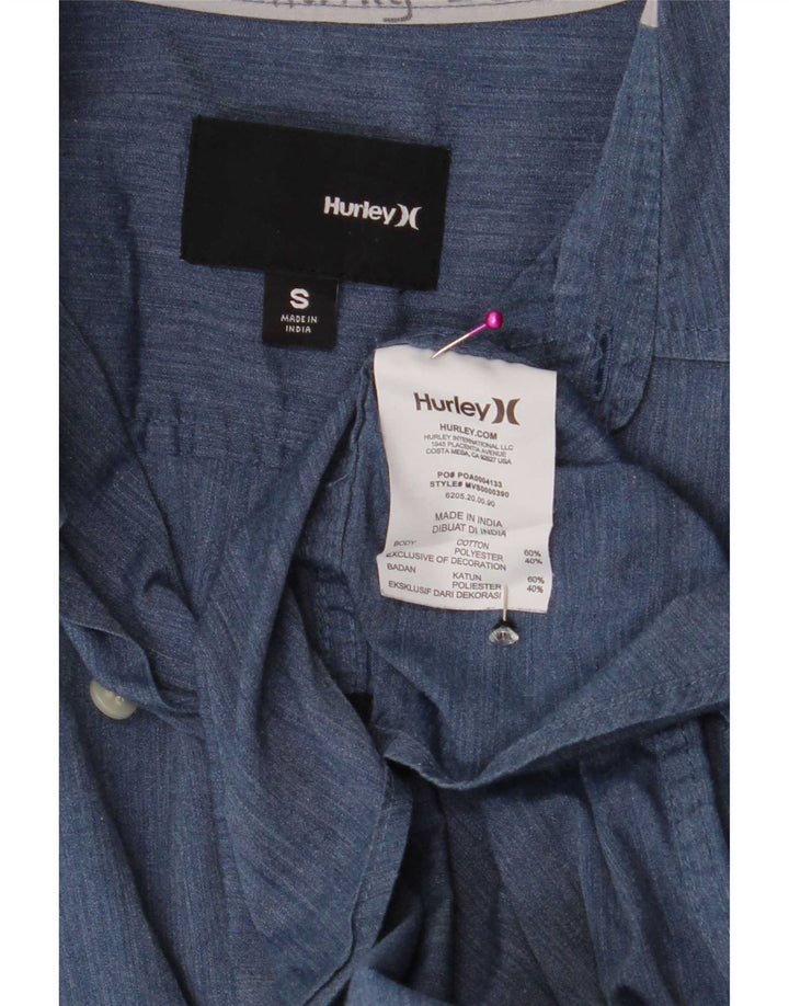 Hurley Mens Short Sleeve Shirt Small Blue Cotton