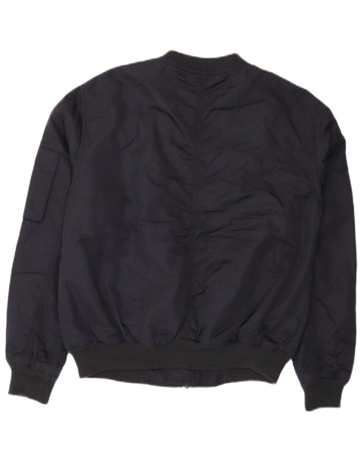 Topshop Womens Bomber Jacket UK 12 Medium Navy Blue Polyester