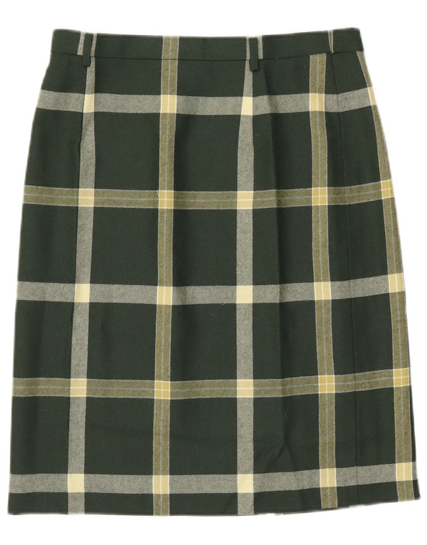 Mondi Womens Straight Skirt EU 40 Medium W30  Green Plaid Wool