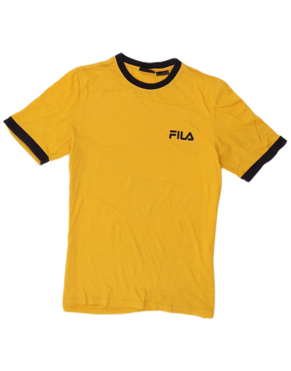 Fila Mens T-Shirt Top Small Yellow Colourblock Cotton