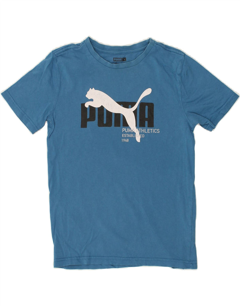 PUMA Boys Graphic T-Shirt Top 10-11 Years Blue Cotton | Vintage Puma | Thrift | Second-Hand Puma | Used Clothing | Messina Hembry 