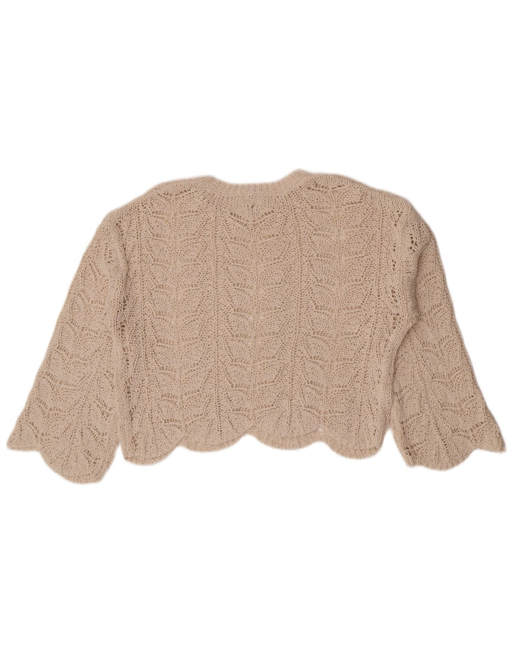 Zara Womens Oversized Crochet Crop Top UK 10 Small Beige