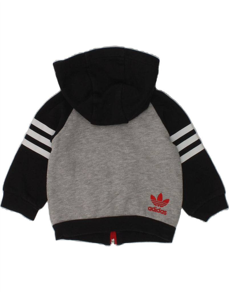 ADIDAS Baby Girls Graphic Zip Hoodie Sweater 3-6 Months Grey Colourblock | Vintage Adidas | Thrift | Second-Hand Adidas | Used Clothing | Messina Hembry 