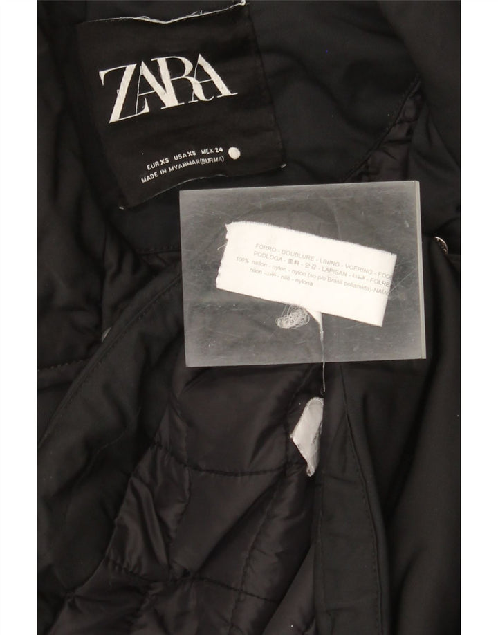 Zara Womens Oversized Padded Jacket UK 6 XS Black Nylon