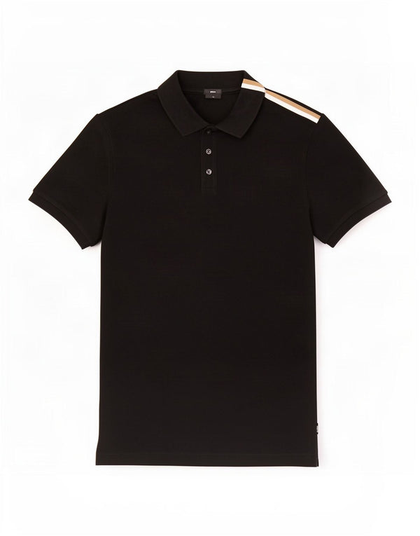 Hugo Boss Mens Slim Fit Polo Shirt Large Black Colourblock Cotton