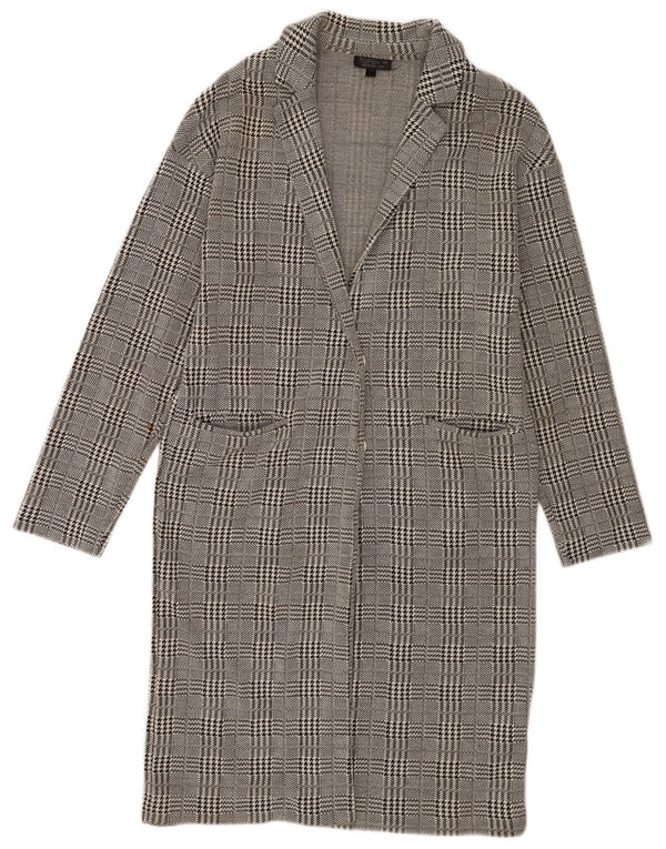 Topshop Womens Overcoat UK 10 Small Grey Houndstooth Cotton