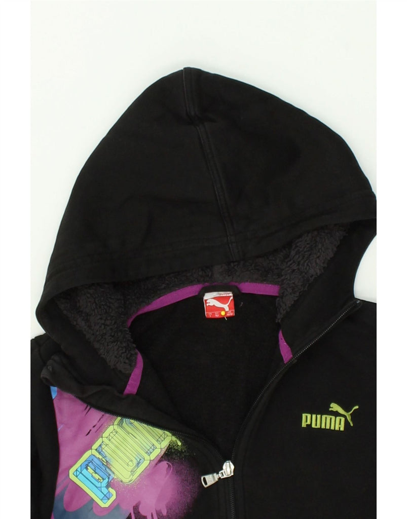 PUMA Boys Graphic Zip Hoodie Sweater 11-12 Years Large Black | Vintage Puma | Thrift | Second-Hand Puma | Used Clothing | Messina Hembry 