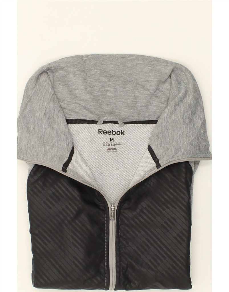 REEBOK Womens Tracksuit Top Jacket UK 12-14 Medium Grey Colourblock | Vintage Reebok | Thrift | Second-Hand Reebok | Used Clothing | Messina Hembry 