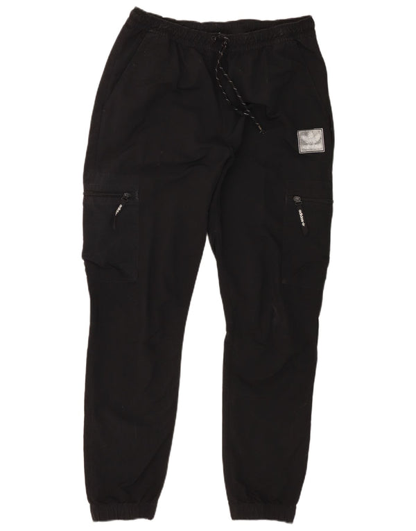 Adidas Mens Joggers Cargo Trousers Medium W32 L29 Black Nylon