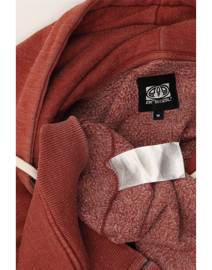 Animal Mens Graphic Zip Hoodie Sweater Medium Red Cotton