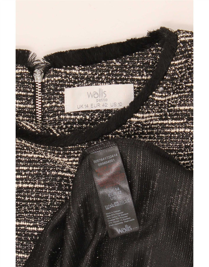 Wallis Womens Petite Shift Dress UK 14 Large Black Flecked Polyester