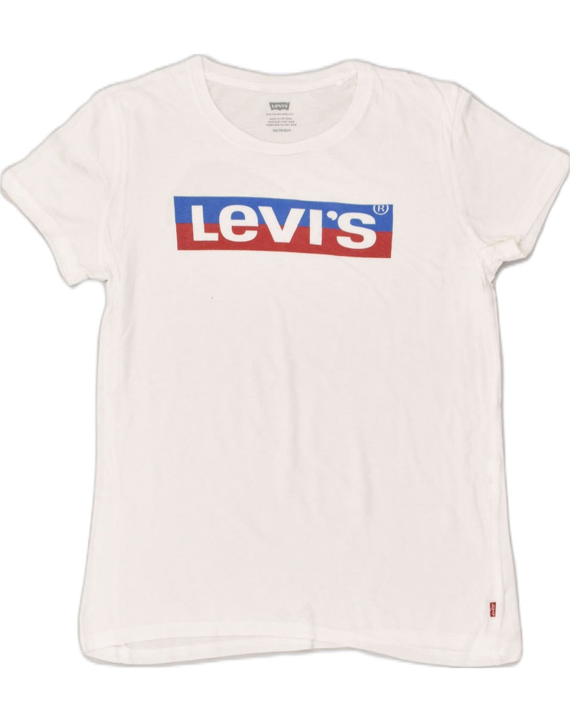 LEVI'S Womens Graphic T-Shirt Top UK 6 XS White | Vintage Levi's | Thrift | Second-Hand Levi's | Used Clothing | Messina Hembry 