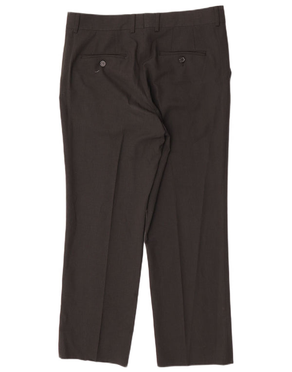 Zara Mens Straight Suit Trousers EU 44 Large W34 L27 Black Polyester