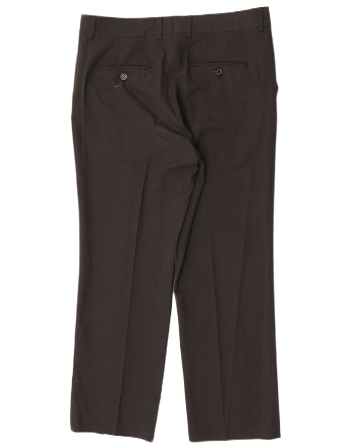 Zara Mens Straight Suit Trousers EU 44 Large W34 L27 Black Polyester