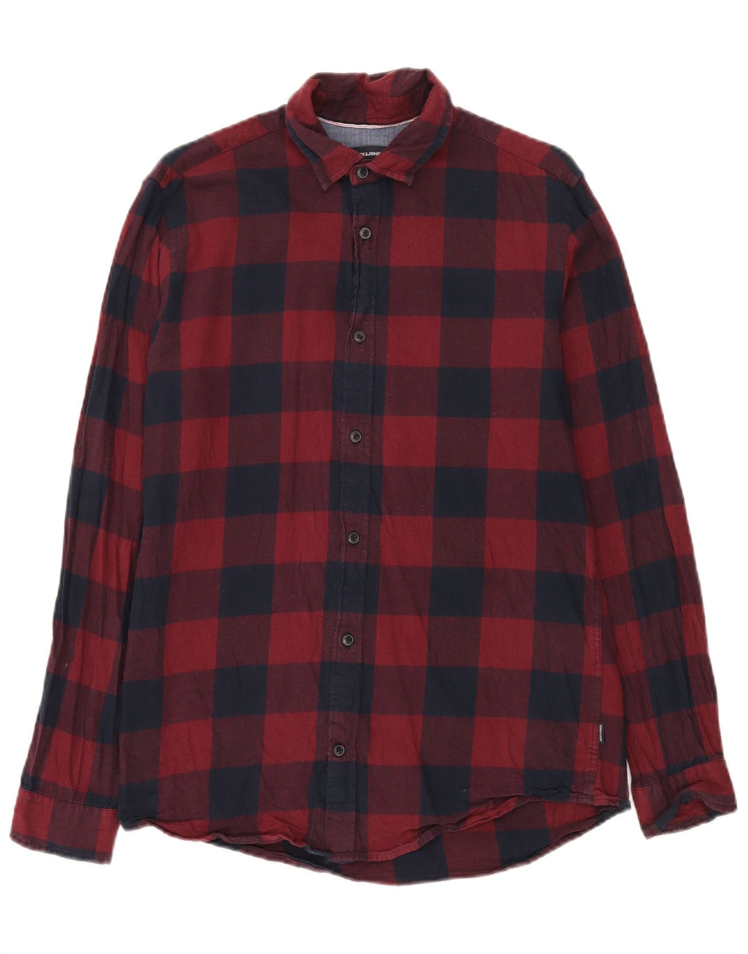 Jack & Jones Mens Regular Fit Flannel Shirt Medium Red Gingham Cotton