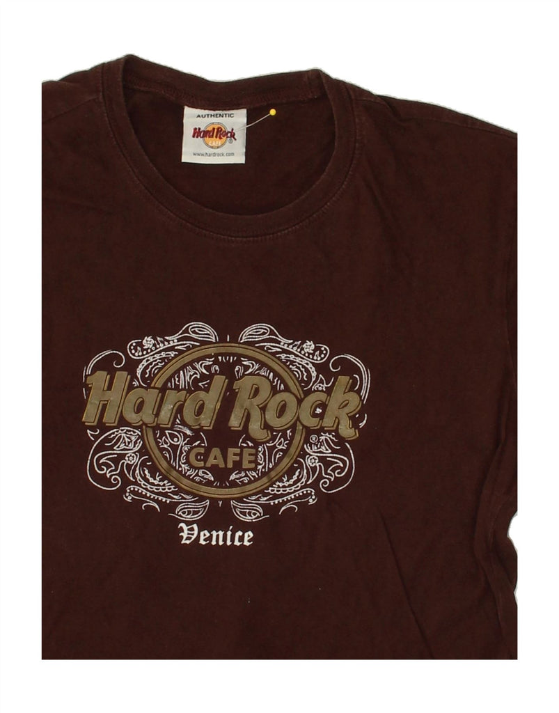 HARD ROCK CAFE Womens Venice Graphic T-Shirt Top UK 12 Medium Brown | Vintage Hard Rock Cafe | Thrift | Second-Hand Hard Rock Cafe | Used Clothing | Messina Hembry 