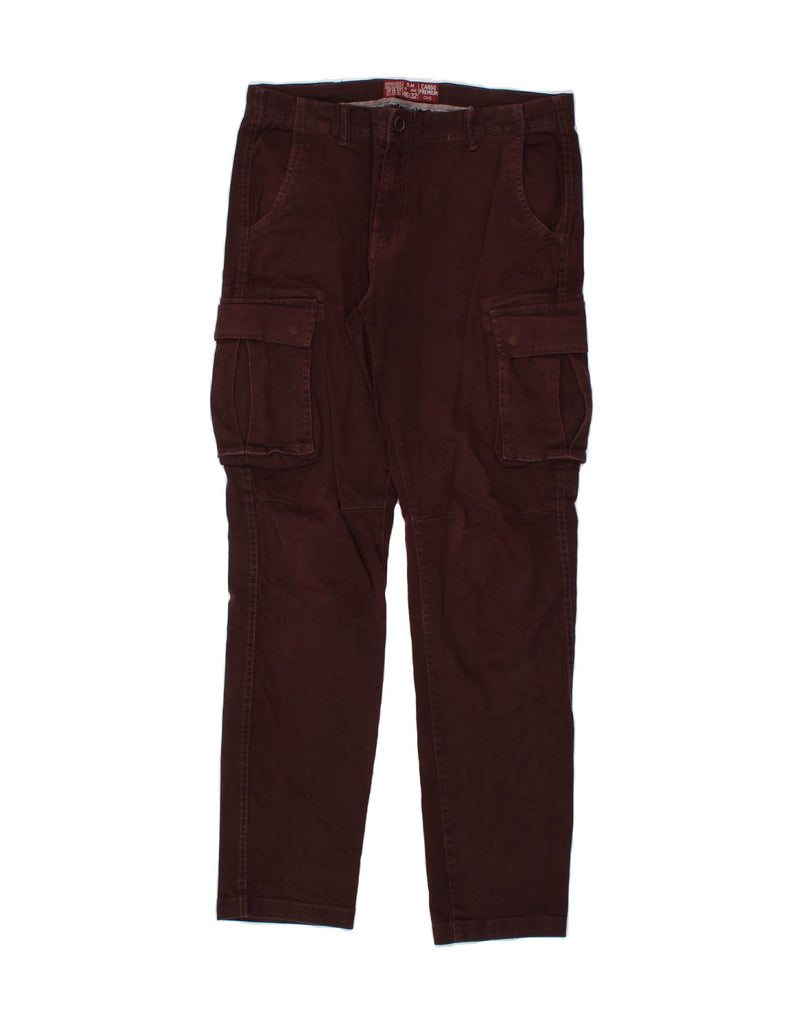 OVS Mens Slim Cargo Trousers  W32 L32 Burgundy Vintage OVS and Second-Hand OVS from Messina Hembry 