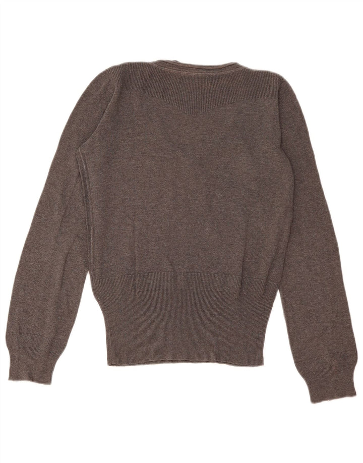 Levi's Womens V-Neck Jumper Sweater UK 12 Medium Grey Cotton