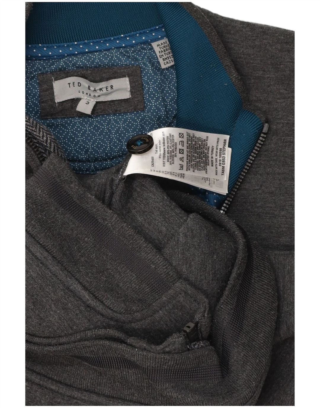 Ted Baker Mens Tracksuit Top Jacket Size 3 Medium Grey Polyester