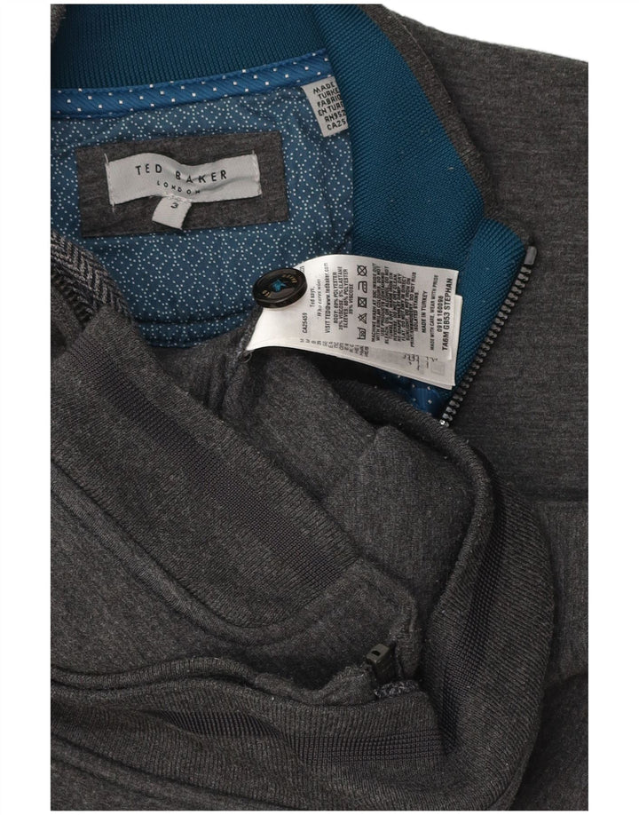 Ted Baker Mens Tracksuit Top Jacket Size 3 Medium Grey Polyester