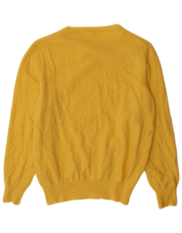 Benetton Womens Boat Neck Jumper Sweater UK 18 XL Yellow Virgin Wool
