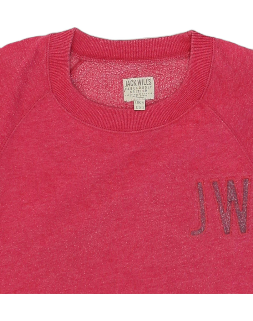 JACK WILLS Womens Oversized Sweatshirt Jumper UK 6 XS Pink Cotton | Vintage Jack Wills | Thrift | Second-Hand Jack Wills | Used Clothing | Messina Hembry 