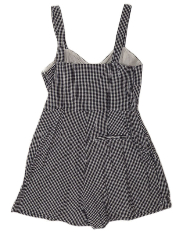 Jack Wills Womens Sleeveless Regular Playsuit UK 10 Small Blue Check Cotton