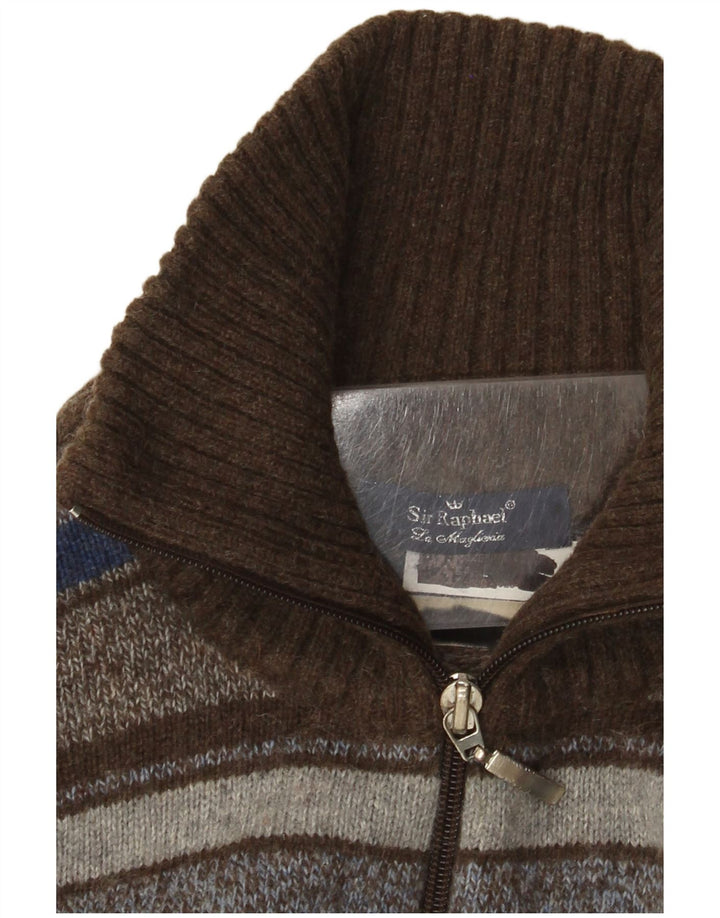 Vintage Mens Cardigan Sweater Medium Multicoloured Striped