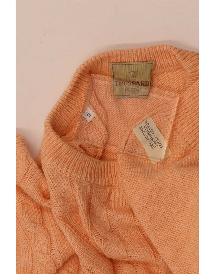 Trussardi Mens Boat Neck Jumper Sweater Large Orange Cotton