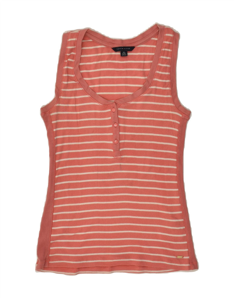 TOMMY HILFIGER Womens Vest Top UK 4 XS Red Striped Cotton | Vintage Tommy Hilfiger | Thrift | Second-Hand Tommy Hilfiger | Used Clothing | Messina Hembry 