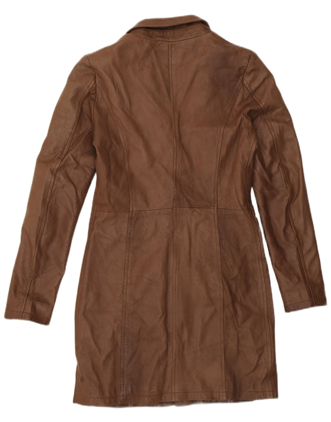 Sandro Ferrone Womens Leather Coat UK 12 Medium Brown Leather