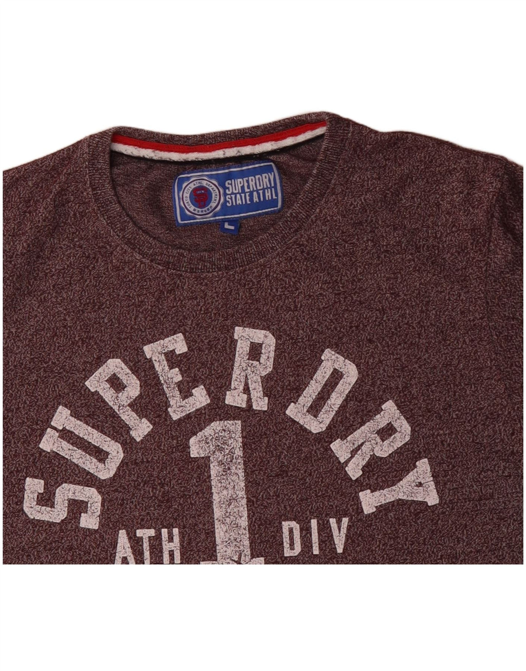 SUPERDRY Mens Graphic T-Shirt Top Large Purple Flecked Cotton