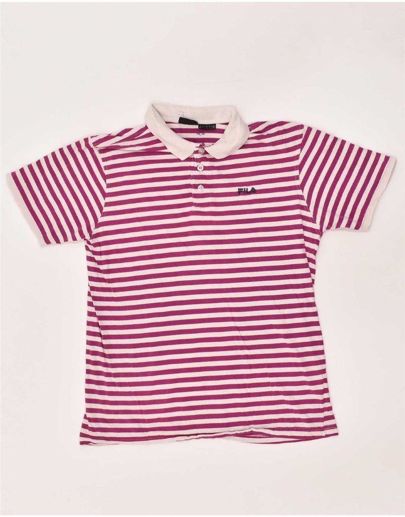 FILA Mens Polo Shirt Large Pink Striped Vintage Fila and Second-Hand Fila from Messina Hembry 