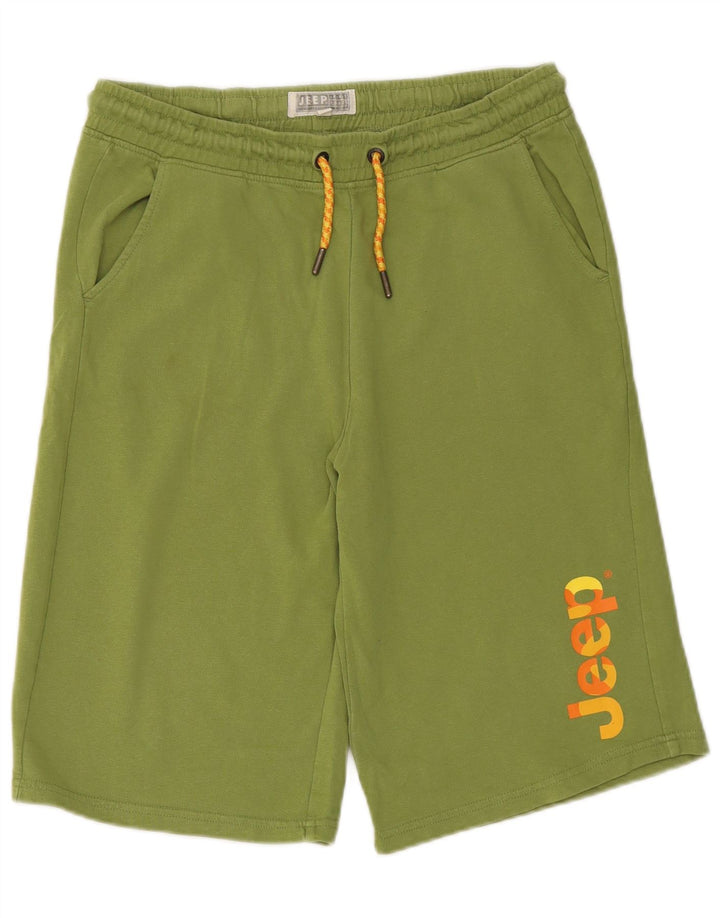 Jeep Mens Graphic Sport Shorts Medium  Green Cotton