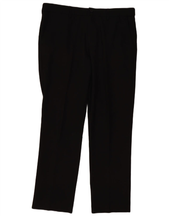 FARAH Mens Classic Straight Chino Trousers W34 L29 Black Polyester