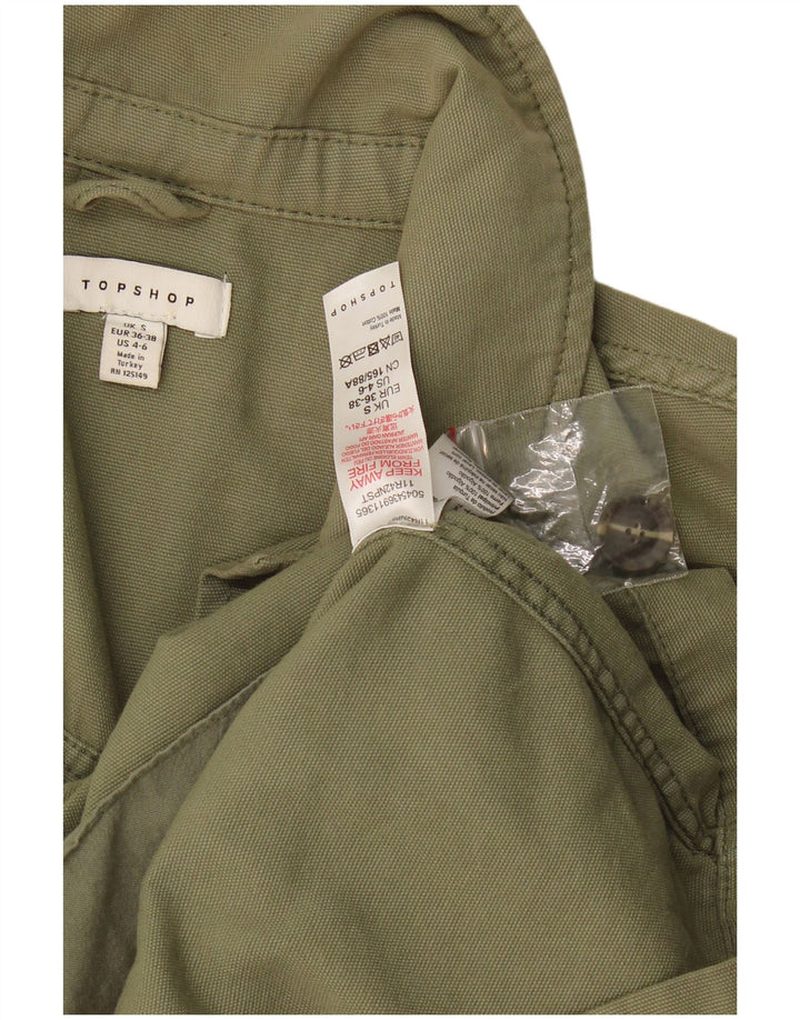 Topshop Womens Oversized Utility Jacket UK 10 Small Khaki Cotton
