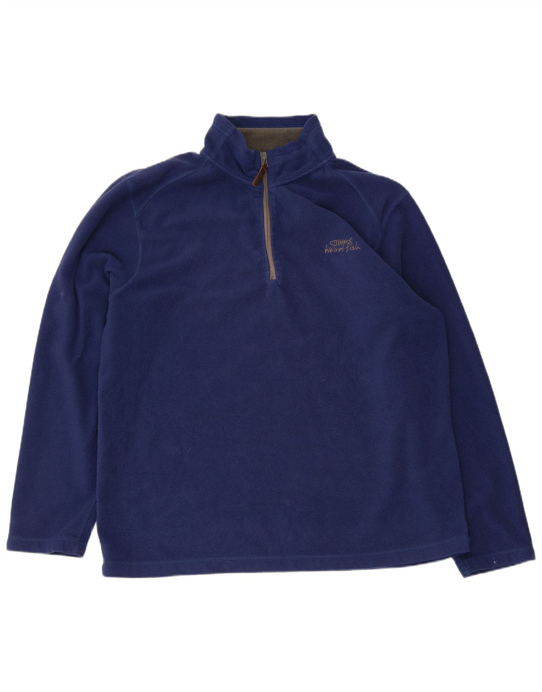 Weird Fish Mens Zip Neck Fleece Jumper XL Navy Blue Polyester