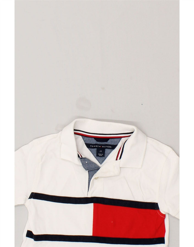 TOMMY HILFIGER Baby Boys Polo Shirt 18-24 Months White Colourblock Cotton Vintage Tommy Hilfiger and Second-Hand Tommy Hilfiger from Messina Hembry 