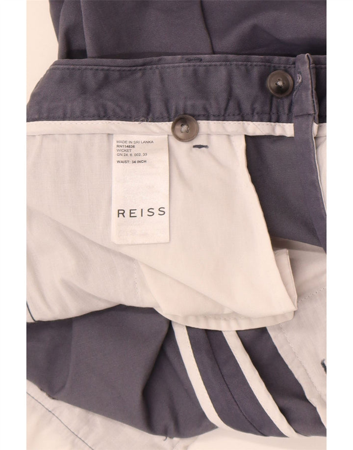 Reiss Mens Chino Shorts W34 Large Navy Blue Cotton