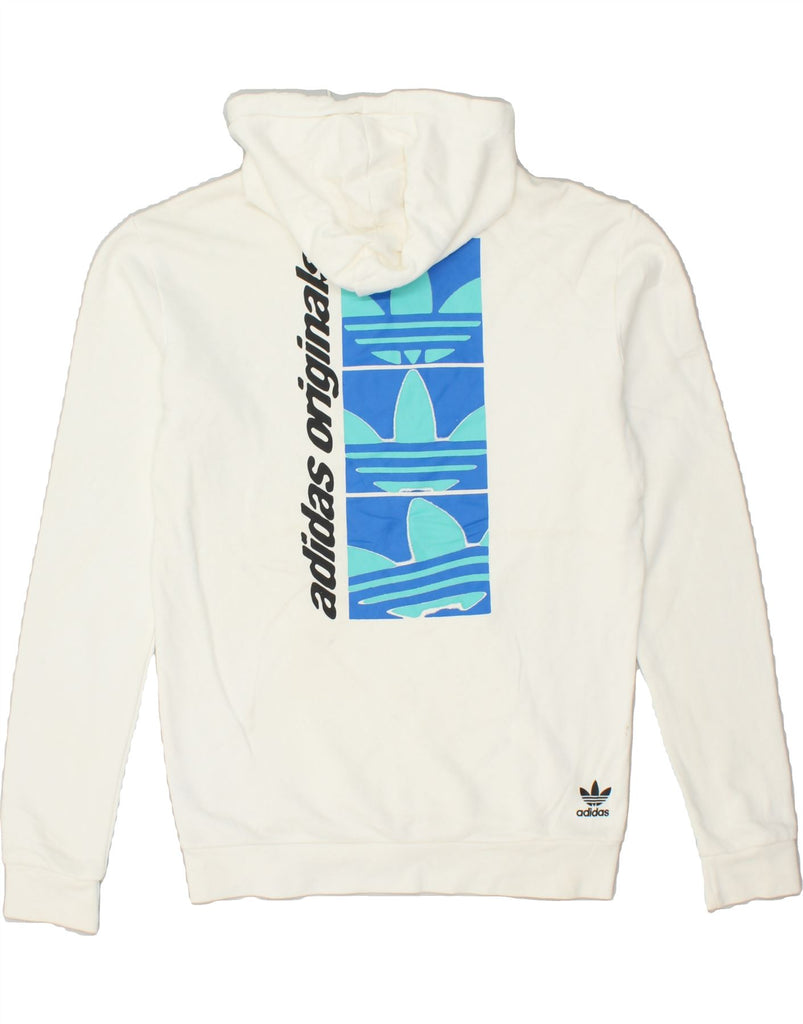 ADIDAS Womens Graphic Hoodie Jumper UK 18 XL White | Vintage Adidas | Thrift | Second-Hand Adidas | Used Clothing | Messina Hembry 