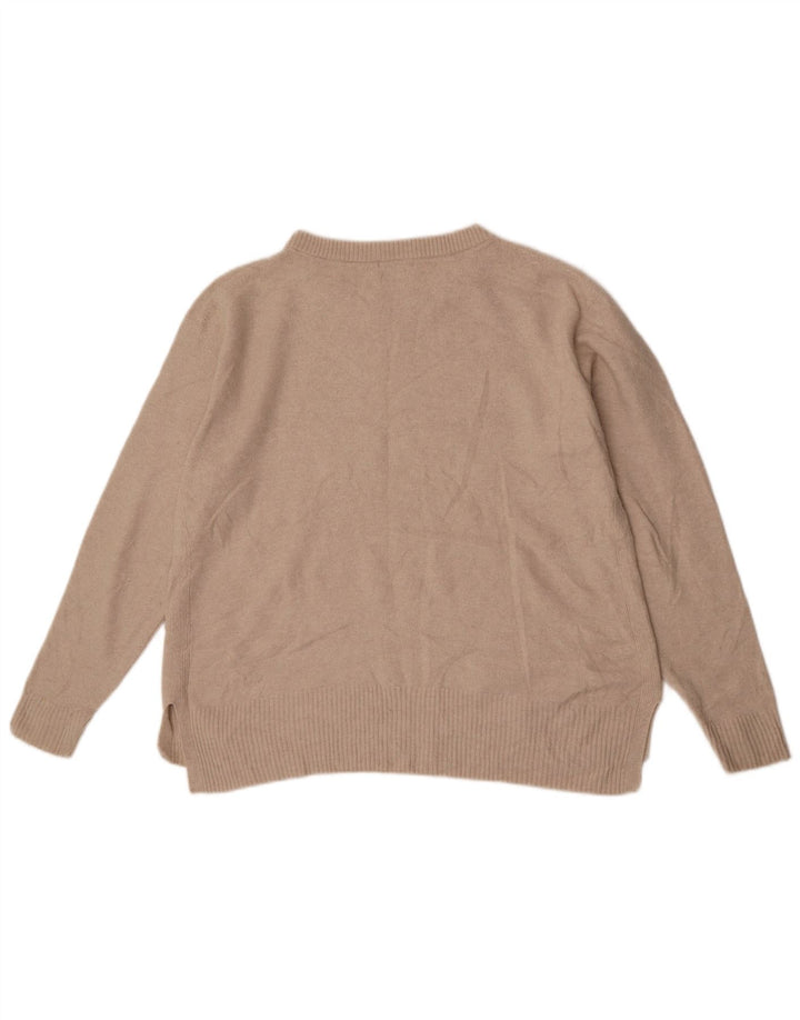 Massimo Dutti Womens Boat Neck Jumper Sweater UK 16 Large Beige