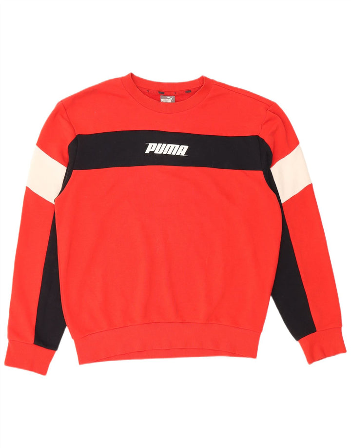 Puma Mens Graphic Sweatshirt Jumper Small Red Colourblock Cotton