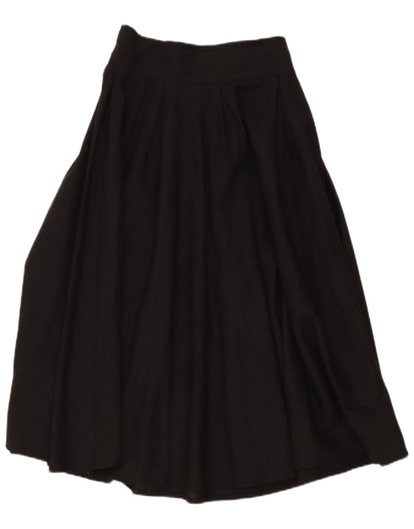 Vintage Womens High Waist Pleated Flared Skirt IT 46 Large W28 Black