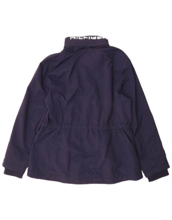 Tommy Hilfiger Womens Rain Jacket UK 14 Large Navy Blue Colourblock Nylon