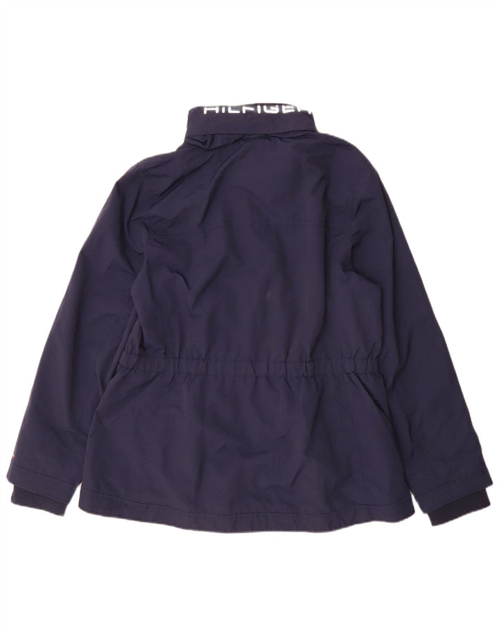 Tommy Hilfiger Womens Rain Jacket UK 14 Large Navy Blue Colourblock Nylon