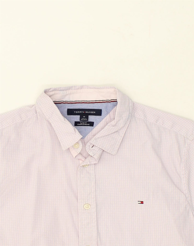 TOMMY HILFIGER Mens Short Sleeve Slim Fit Shirt Medium Pink Check Cotton | Vintage Tommy Hilfiger | Thrift | Second-Hand Tommy Hilfiger | Used Clothing | Messina Hembry 