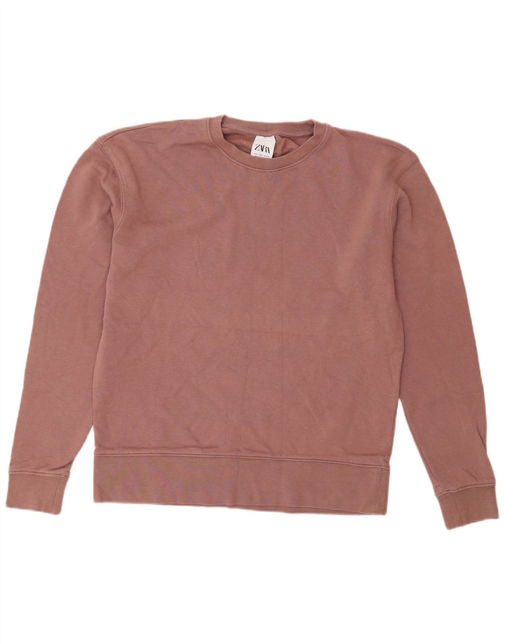 ZARA Mens Sweatshirt Jumper Small Pink Cotton