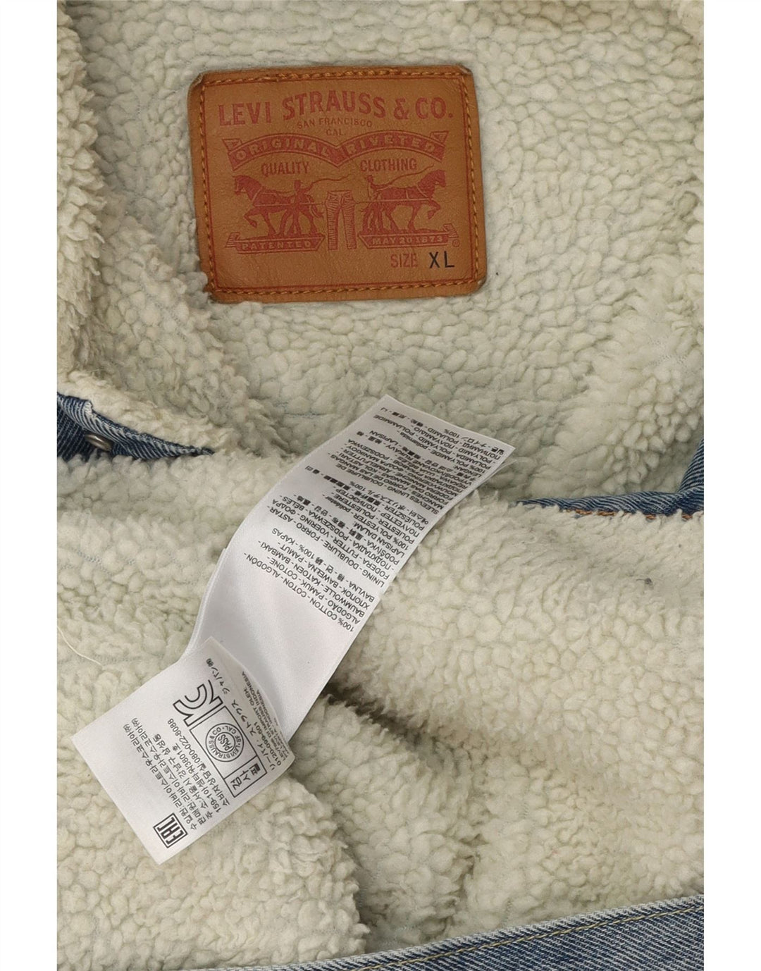 LEVI'S Mens Sherpa Denim Jacket UK 42 XL Blue Cotton