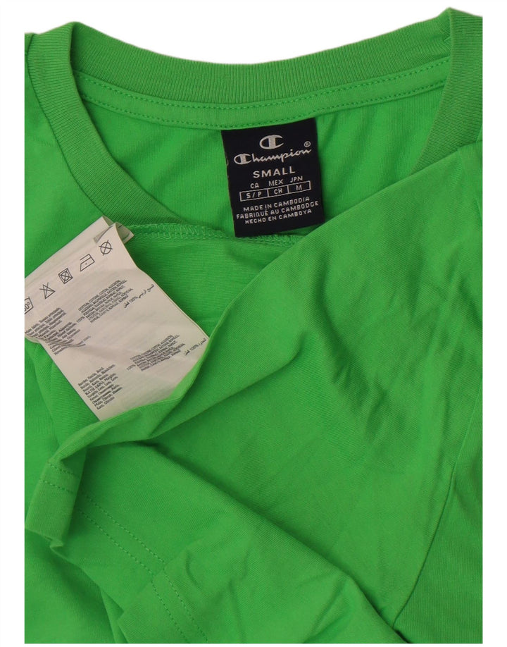 CHAMPION Mens Graphic T-Shirt Top Small Green Cotton